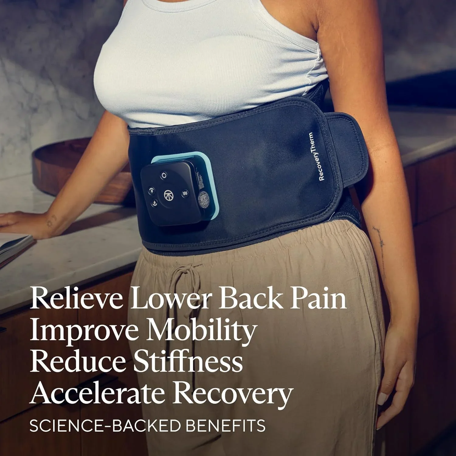 RecoveryTherm Back - Hot Vibration Back and Core Wrap for Athletes - Advanced Hot Vibration for Pain Relief Wrap with Cryothermal Technology - One Size Fits All - Image 3