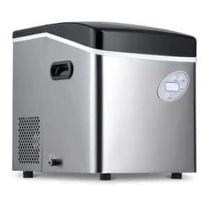 Portable Ice Maker 50 lb. Daily, 12 Cubes in Under 7 Minutes - Compact Countertop Design - 3 Size Bullet Shaped Ice - for Kitchen/Office/RV/Bar - Stainless Steel