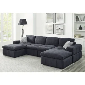 134 Wide Reversible Modular Sectional with Ottoman