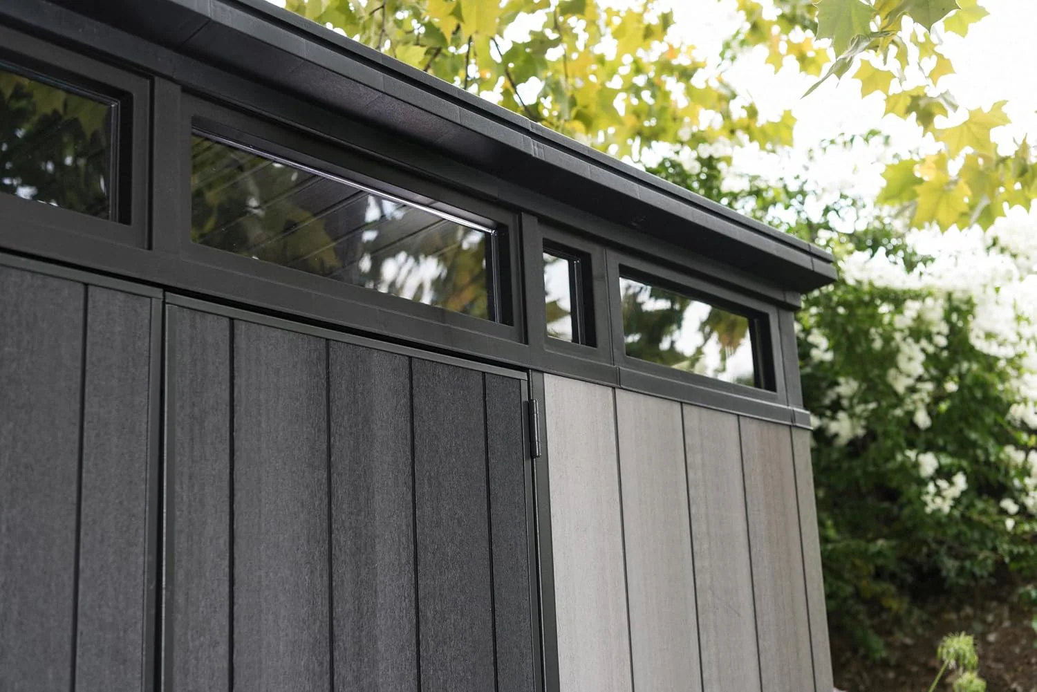 Keter Artisan 11x7 Modern Resin Outdoor Storage Shed Kit-Perfect to Store Patio Furniture, Garden Tools Bike Accessories, Beach Chairs and Lawn Mower, Grey & Black - Image 5