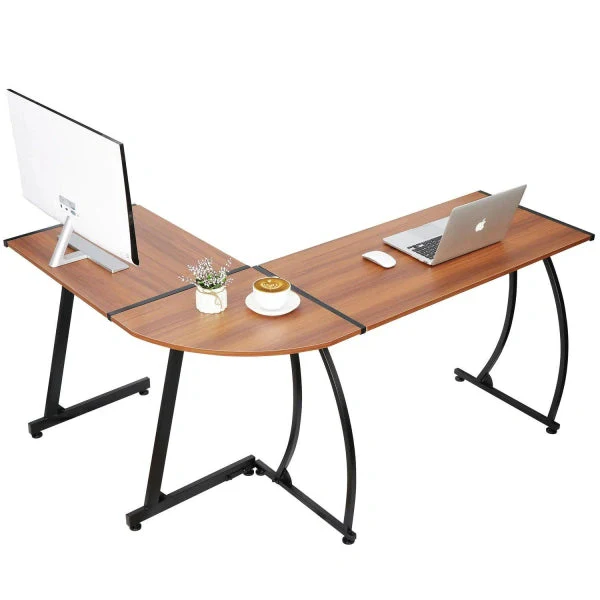 LShaped Computer Desk 58a Reversible MDF Corner Gaming Desk, Walnut - Image 3