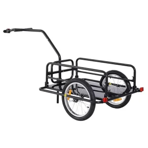 Foldable Bike Cargo Trailer, 80lbs Capacity, 16 Wheels, Black, with Hitch