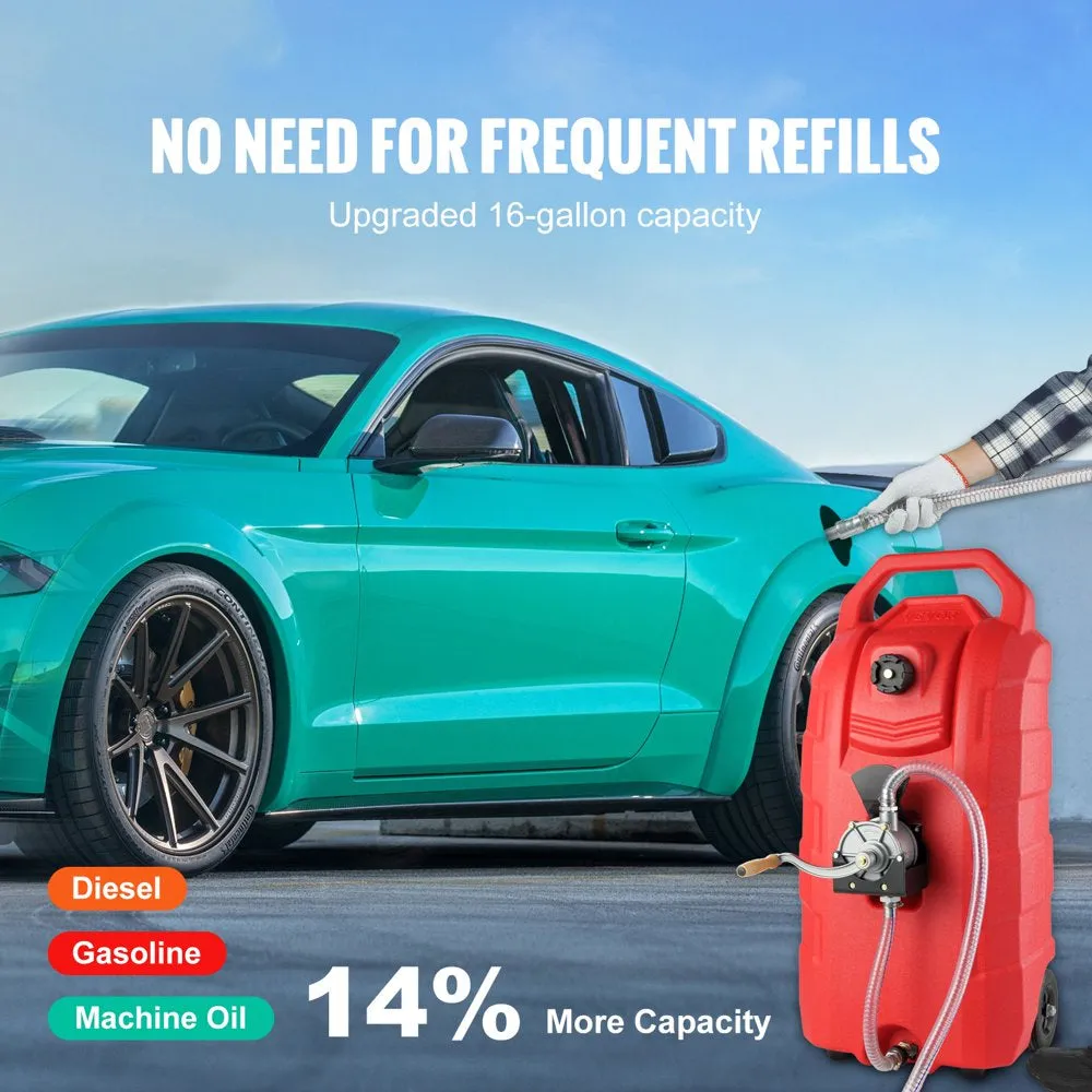 16 Gallon Fuel Caddy, 7.8 L/Min, Portable Gas Storage Tank Container - Image 2
