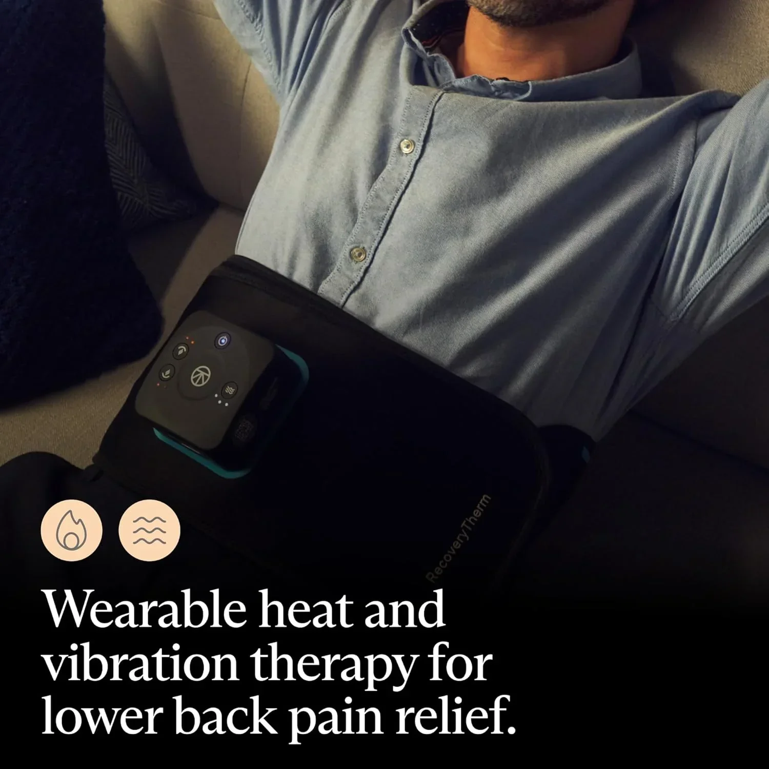 RecoveryTherm Back - Hot Vibration Back and Core Wrap for Athletes - Advanced Hot Vibration for Pain Relief Wrap with Cryothermal Technology - One Size Fits All - Image 2