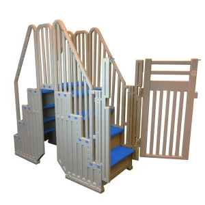 Confer Plastics Above Ground Pool System, Warm Gray, with Blue Steps & Closure