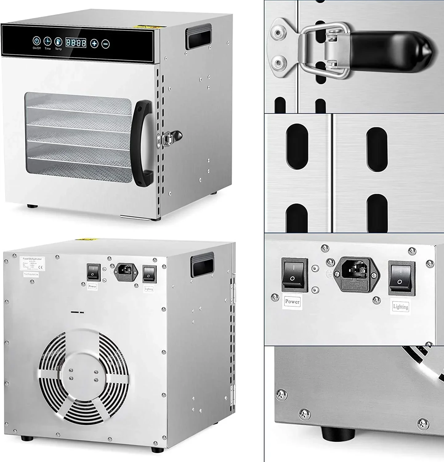 Tray Food Dehydrator, Steel Fruit Dry Machine with 30 90~C Adjustable Thermostat, 24hr Digital Timer - Image 9