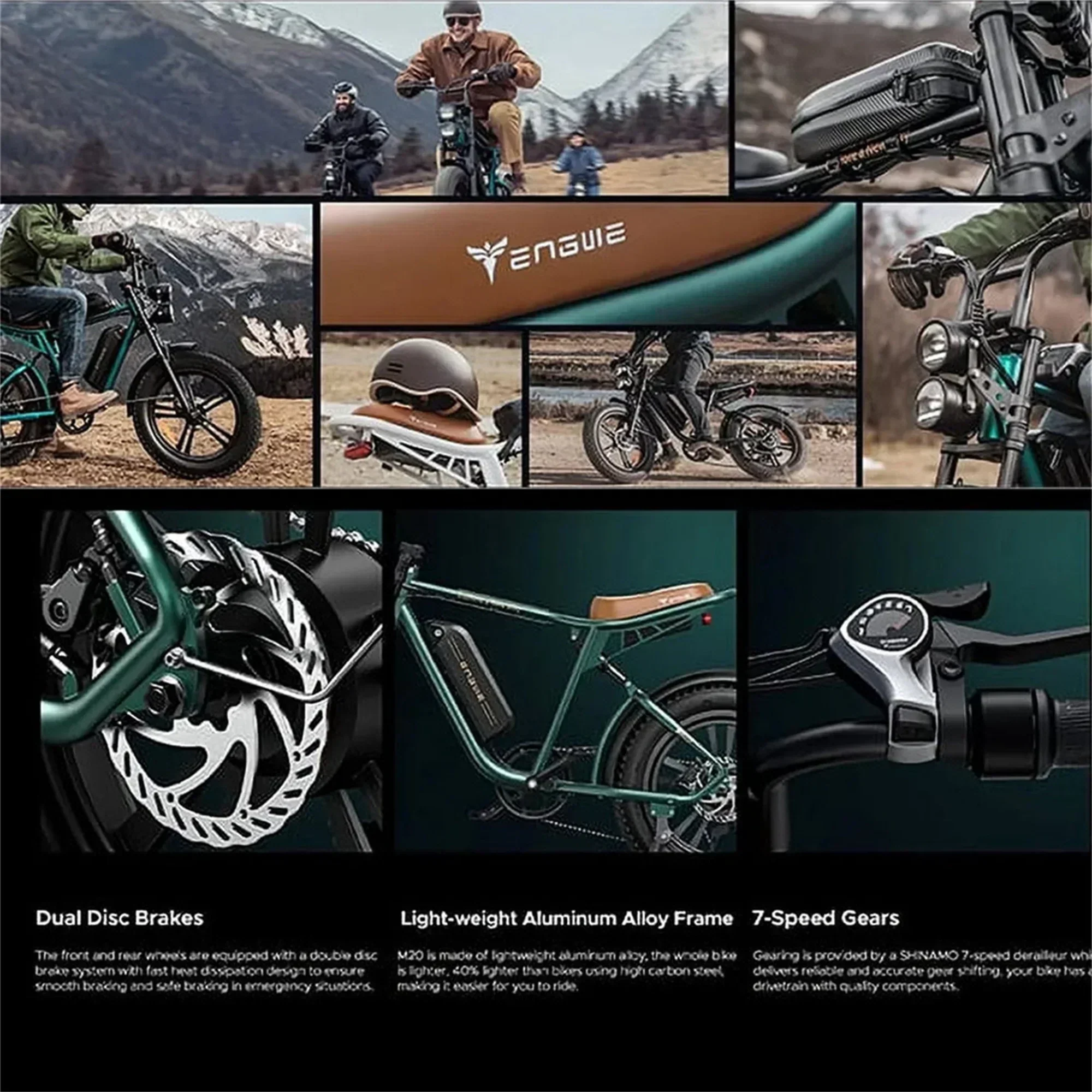 1000W Electric Bike for Adults, Retro-Style, 28mph, 94 Miles Range, 20x4.0 Fat Tires, Full Suspension, UL Certified - Image 10