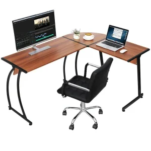 LShaped Computer Desk 58a Reversible MDF Corner Gaming Desk, Walnut