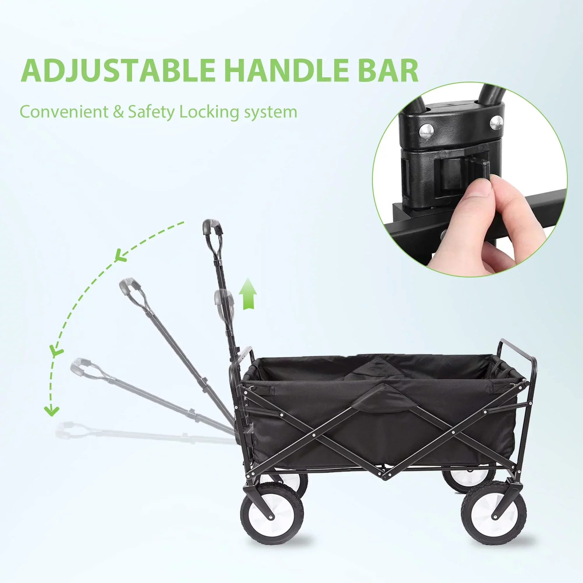 220lb Folding Wagon Utility Garden Cart for Outdoor Camping Black - Image 5