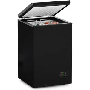 Chest Freezer - 3.5 Cu Ft with 2 Removable Baskets - Reach In Freezer Chest - Quiet Compact Freezer - 7 Temperature Settings - Black
