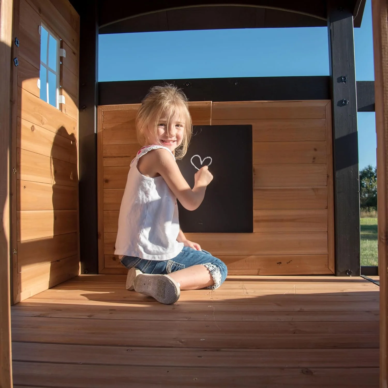 Canyon Creek Cedar Wood Swing Set with Wave Slide, Clubhouse, Play Kitchen, Picnic Area, Belt Swings, Web Swing, Rock Wall, Balconies, Playhouse, Step Ladder, Outdoor Playset - Image 10