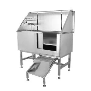 Professional Stainless Steel Dog Grooming Tub with Ramp, Faucet & Sprayer - 50 Pet Wash Station