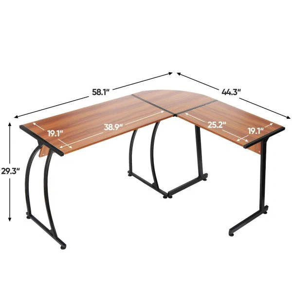 LShaped Computer Desk 58a Reversible MDF Corner Gaming Desk, Walnut - Image 2