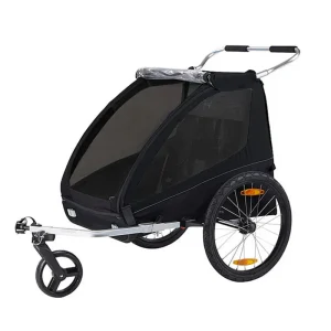 2-Seat Bicycle Trailer and Stroller - Black