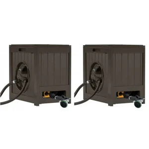125 Aquawinder Auto Rewind Water Powered Yard Hose Reel, Java (2 Pack)