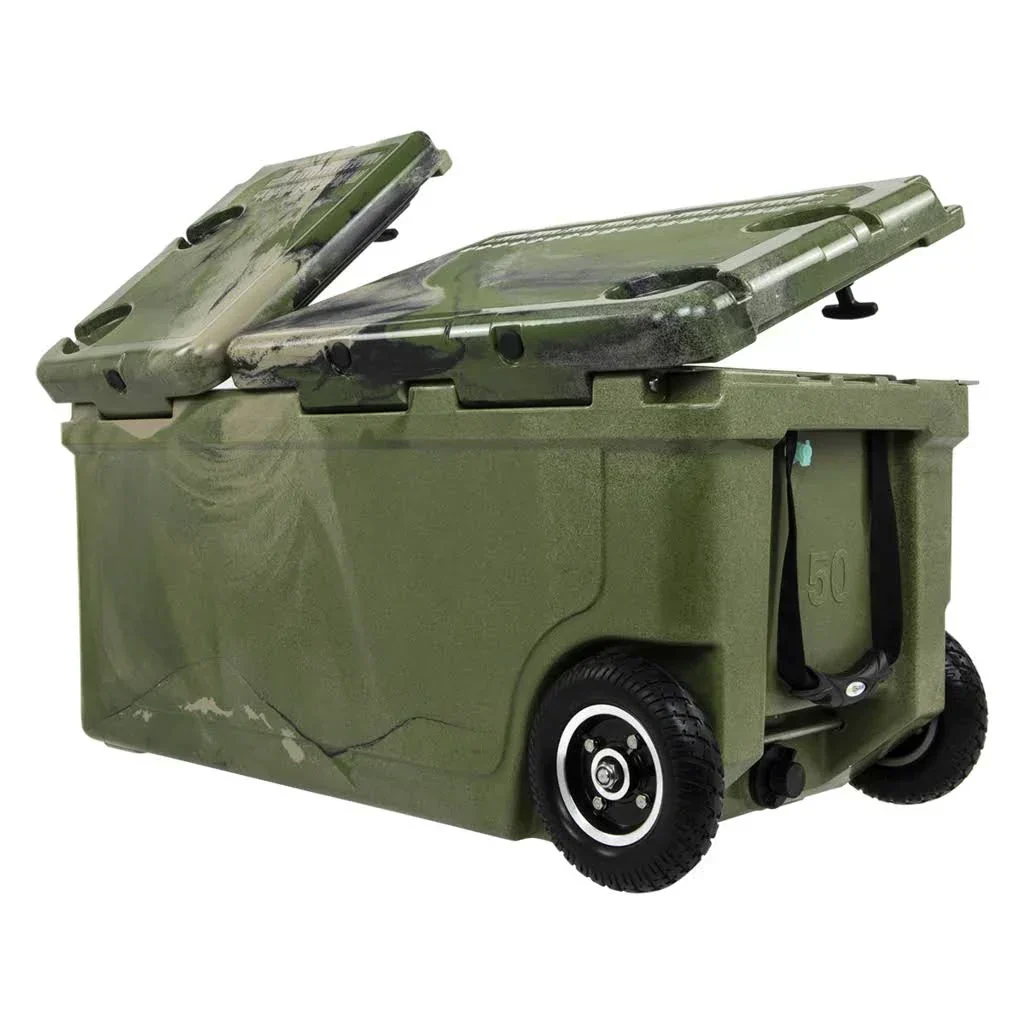 75 Quart Pioneer Dual Compartment Insulated Cooler w/ Wheels Forest Camo - Image 2