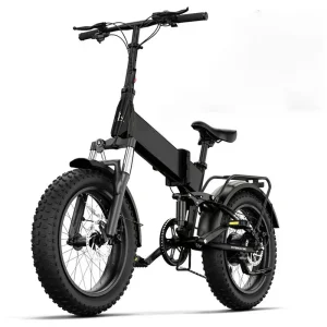 Buddy Pro 750W Foldable Electric Bike, 20 Fat Tire, 48V 13Ah Battery, Dual Suspension, LCD Display, Black