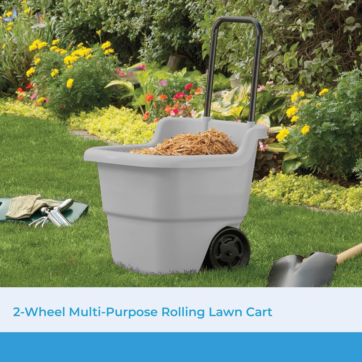 Resin 15.5 Gallon Multi-Purpose Rolling Cart with Wheels, Durable Plastic, Brown/Taupe - Image 3
