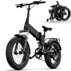 Electric Bike, 4.0 Fat Tire Foldable Ebike, 48V 13Ah Battery, 750W Electric Commuter Bicycle with LCD, 20 One-Step Folding Electric City Bike for Men Women, Black