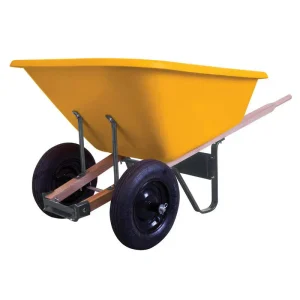 8 Cu Ft Poly Wheelbarrow with Dual Tires - Durable Plastic Construction